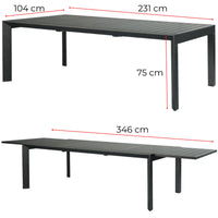 Iberia 230-345cm Outdoor Extensible Dining Table Charcoal 