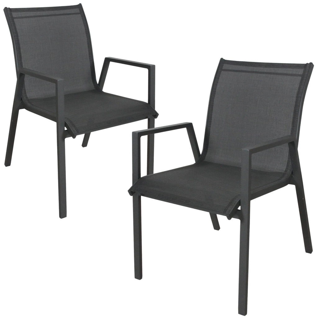 Iberia 2pc Set Outdoor Dining Chair Charcoal 
