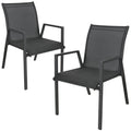Iberia 2pc Set Outdoor Dining Chair Charcoal 