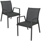 Iberia 2pc Set Outdoor Dining Chair Charcoal 