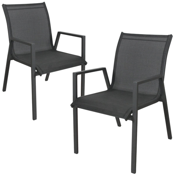 Iberia 2pc Set Outdoor Dining Chair Charcoal 