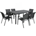 Iberia 7pc Outdoor Dining Table Chair Set Charcoal 
