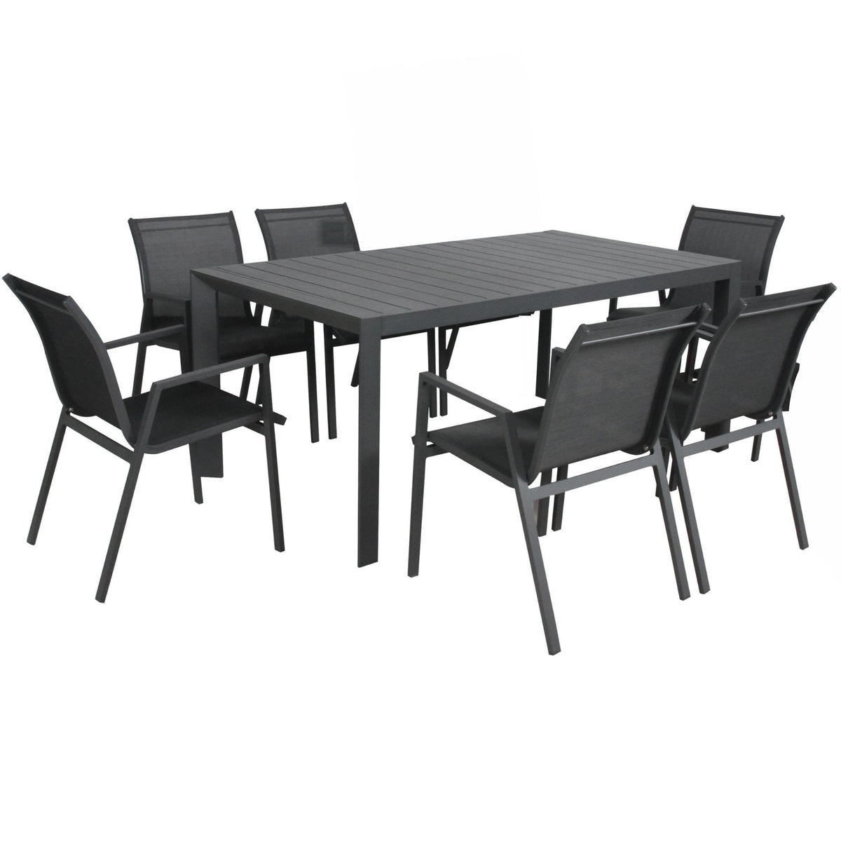 Iberia 7pc Outdoor Dining Table Chair Set Charcoal 