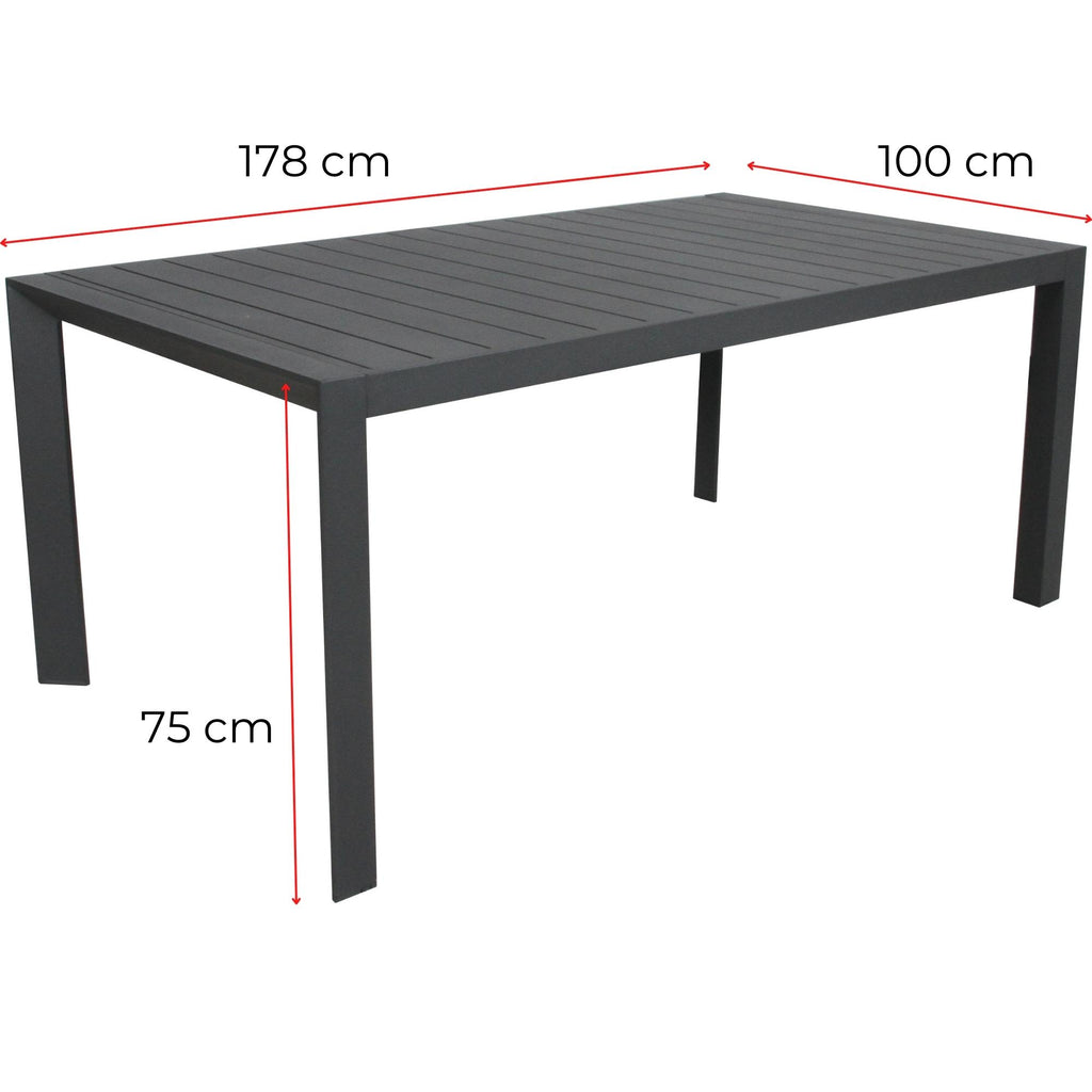 Iberia 7pc Outdoor Dining Table Chair Set Charcoal 