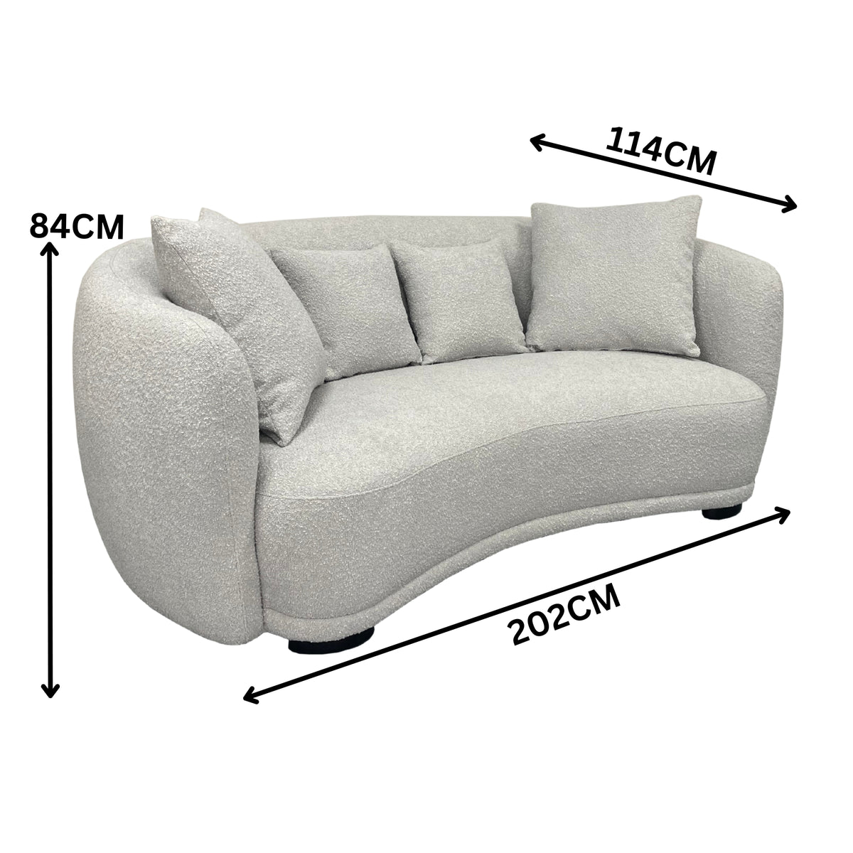 Ibiza 2.5 Seater Sofa Boucle Fabric Lounge Light Grey