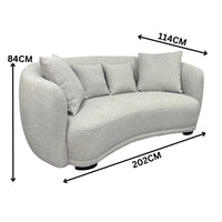 Ibiza 2.5 Seater Sofa Boucle Fabric Lounge Light Grey