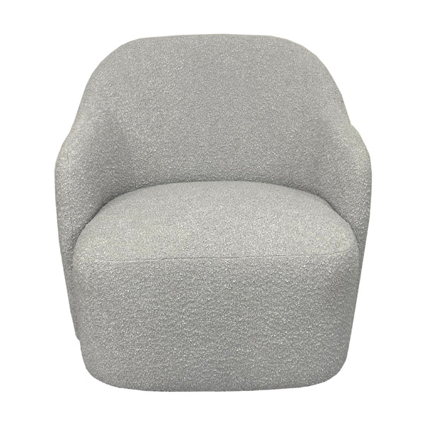Ibiza Swivel Armchair Boucle Fabric Chair Light Grey