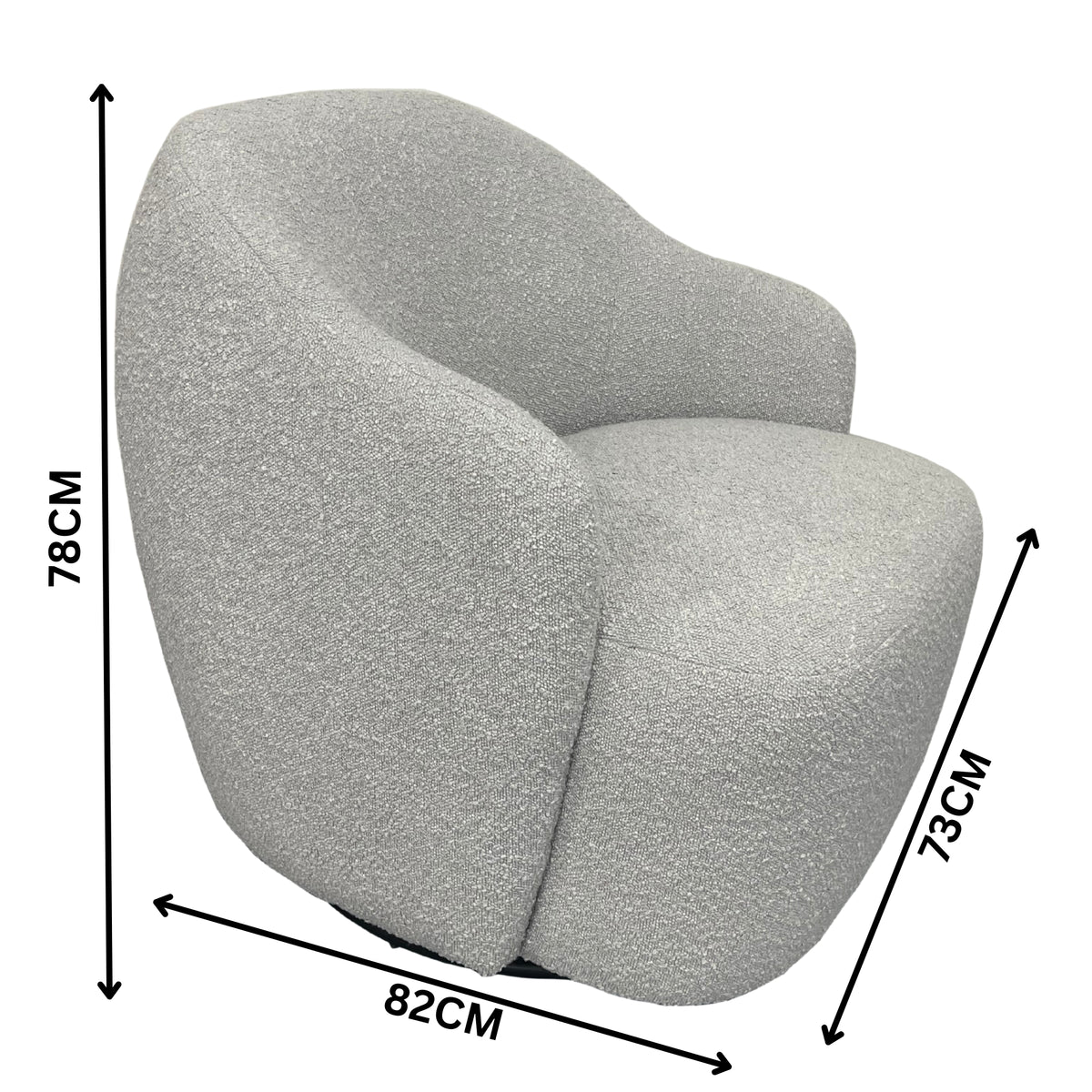 Ibiza Swivel Armchair Boucle Fabric Chair Light Grey