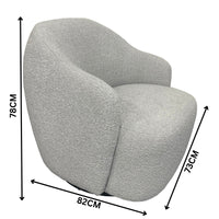 Ibiza Swivel Armchair Boucle Fabric Chair Light Grey