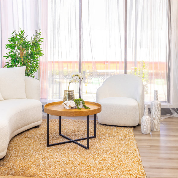 Ibiza Swivel Armchair Boucle Fabric Chair White