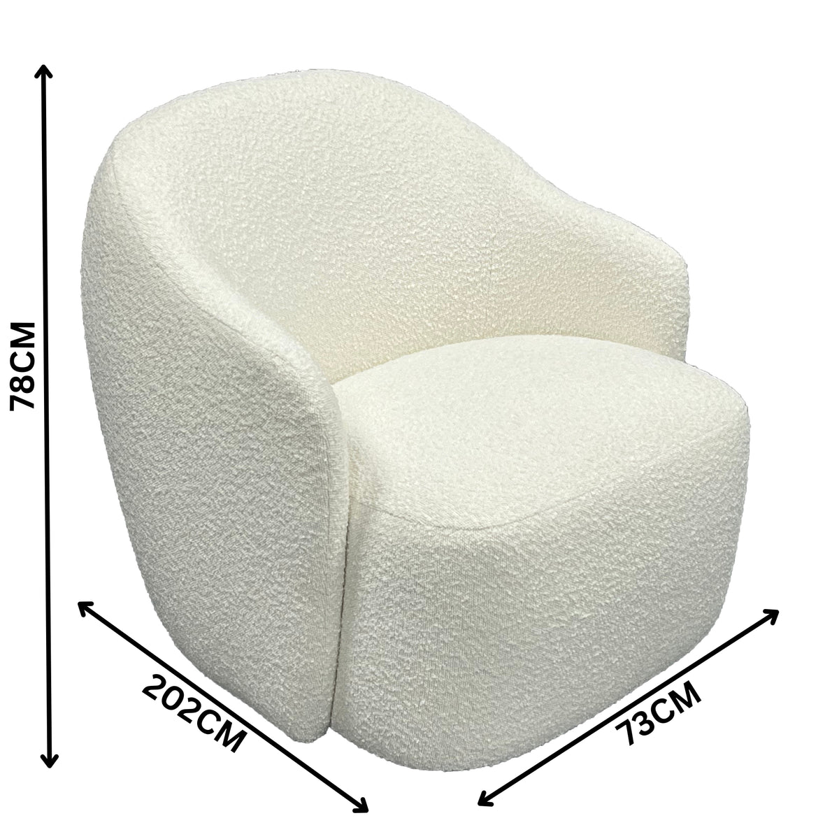 Ibiza Swivel Armchair Boucle Fabric Chair White