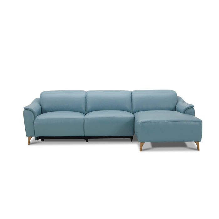 Inala 2 Seater Leather Electric Recliner Chaise Sofa Blue Right