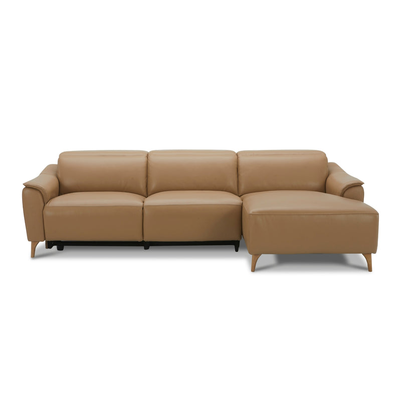 Inala 2 Seater Leather Electric Recliner Chaise Sofa Latte Right