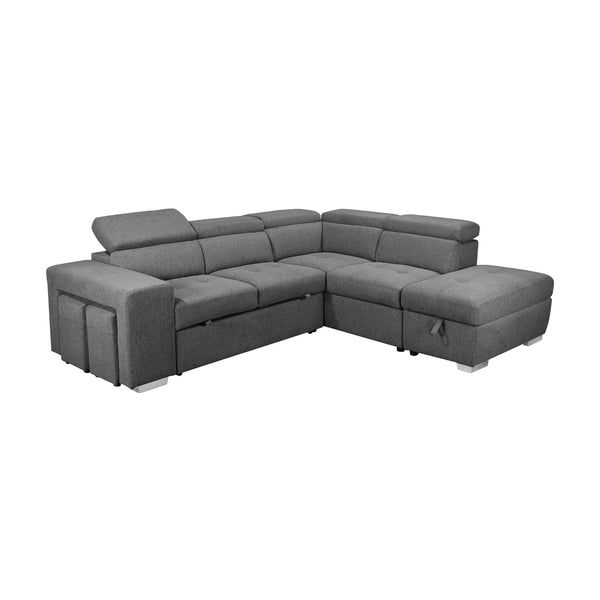 Ivan 4 Seater Corner Sofa Bed Ottoman Storage RHF Chaise Lounge Grey 