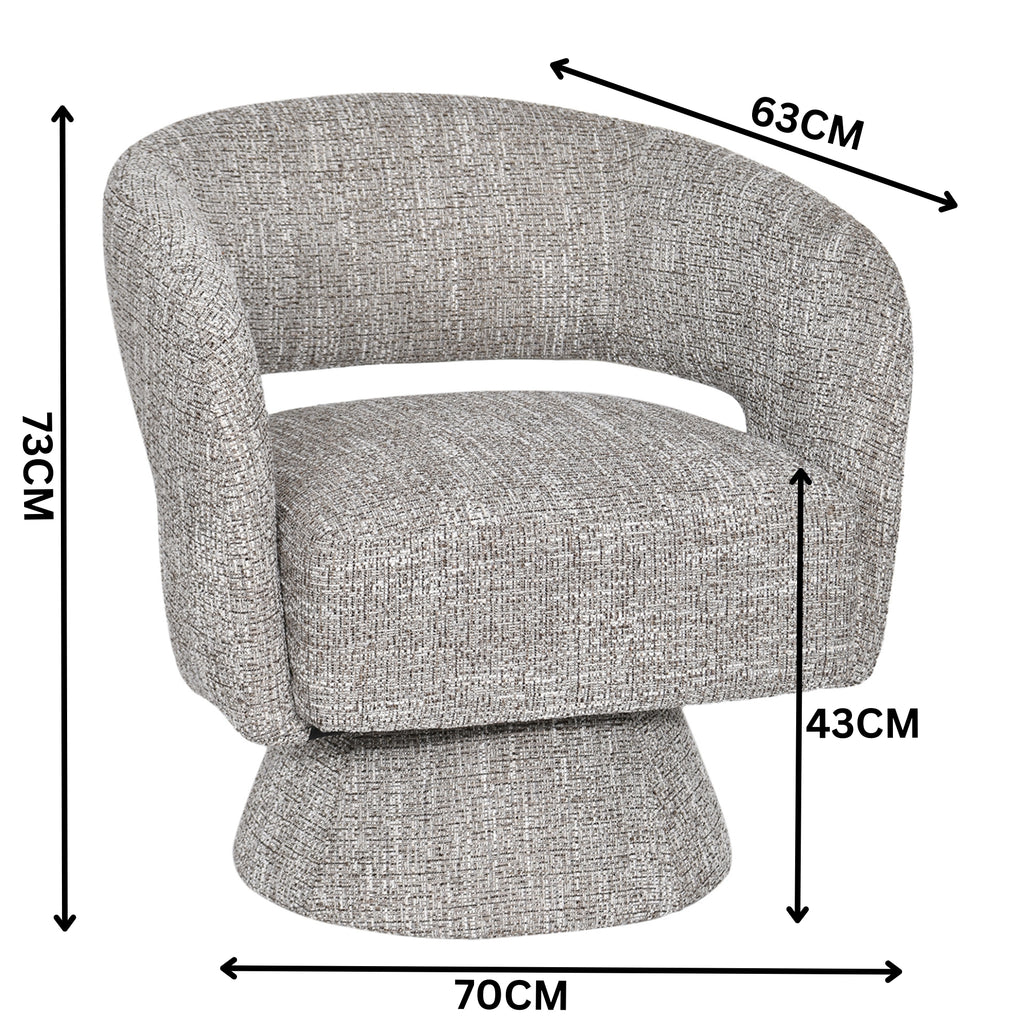 Ivie Fabric Swivel Accent Occasional Chair Almond Grey