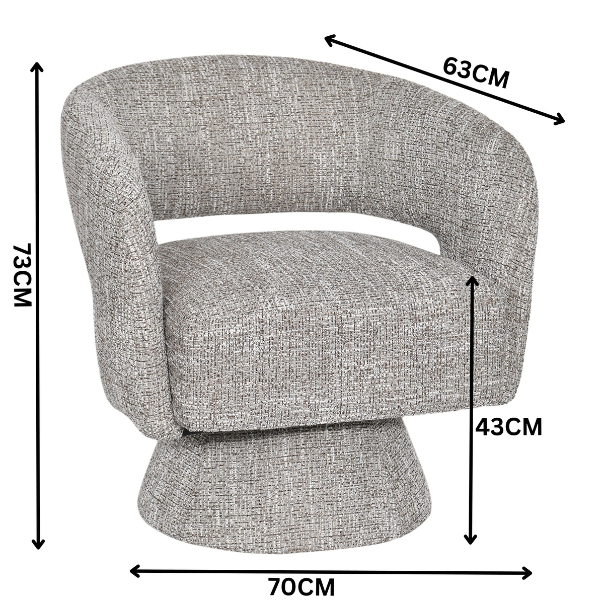 Ivie Fabric Swivel Accent Occasional Chair Almond Grey