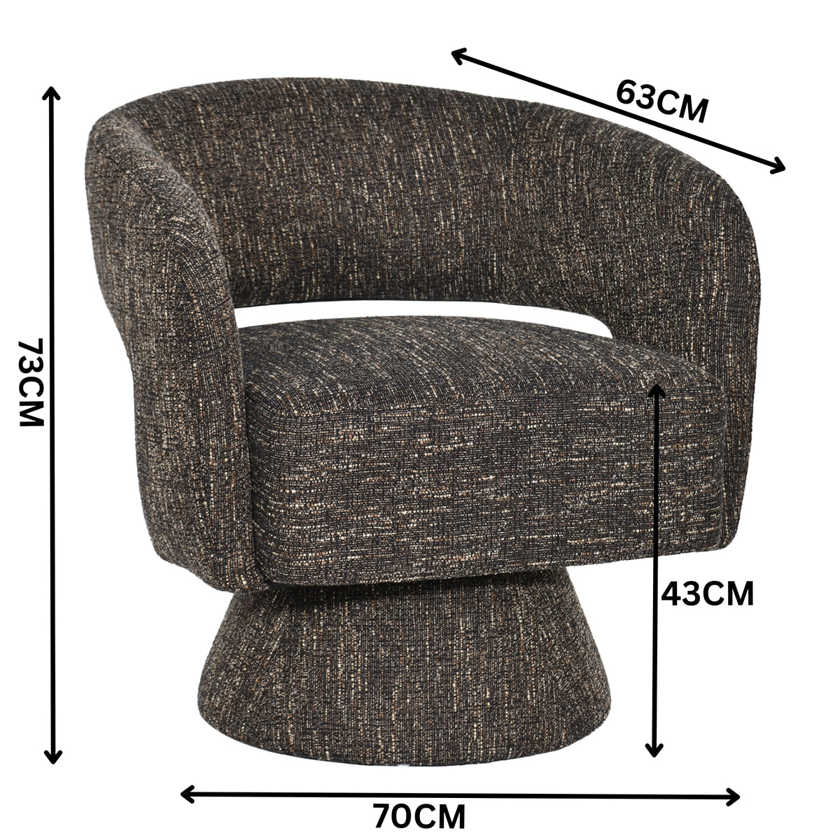 Ivie Fabric Swivel Accent Occasional Chair Chocolate