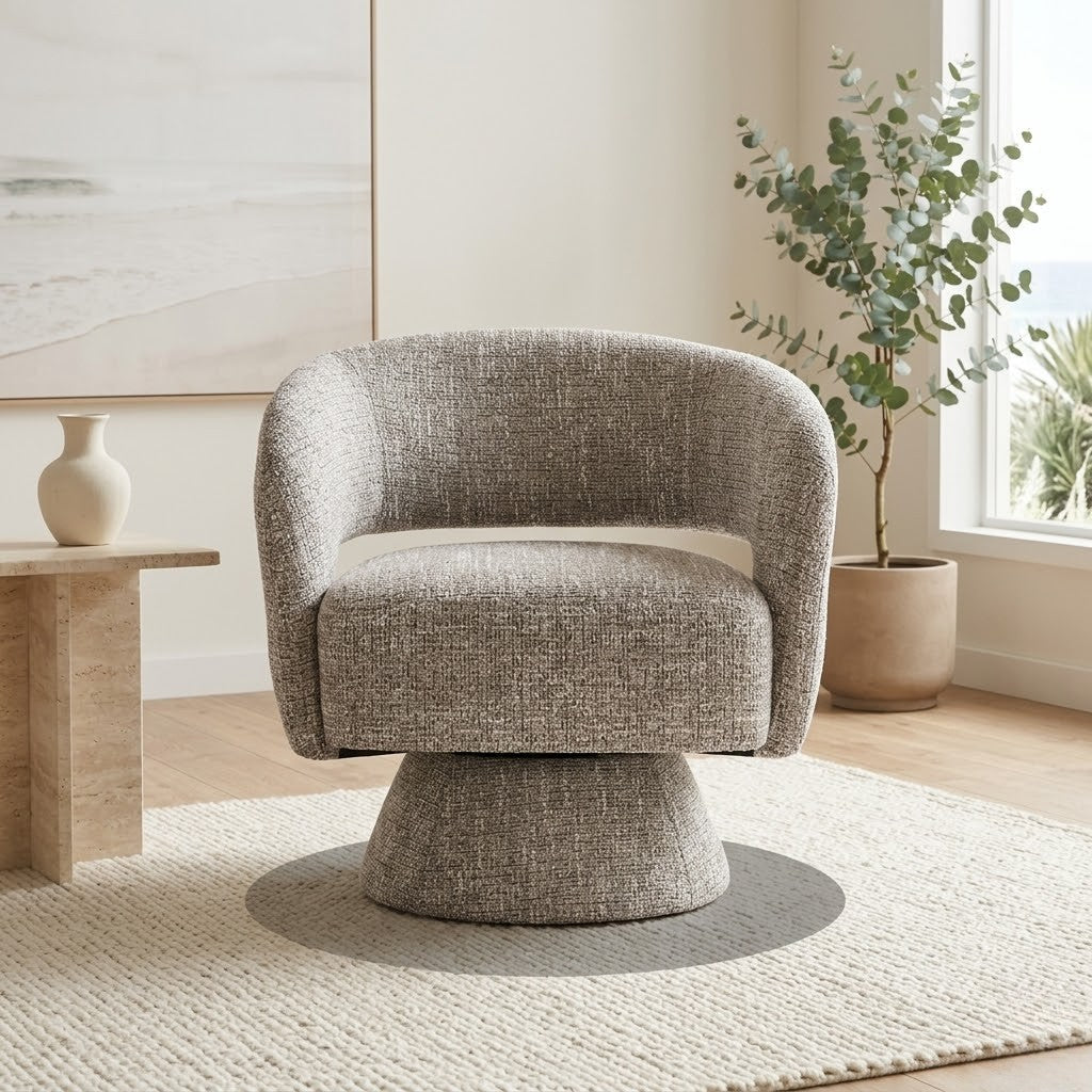 Ivie Fabric Swivel Accent Occasional Chair Almond Grey