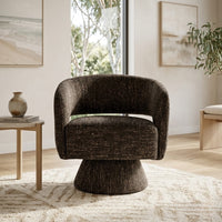 Ivie Fabric Swivel Accent Occasional Chair Chocolate