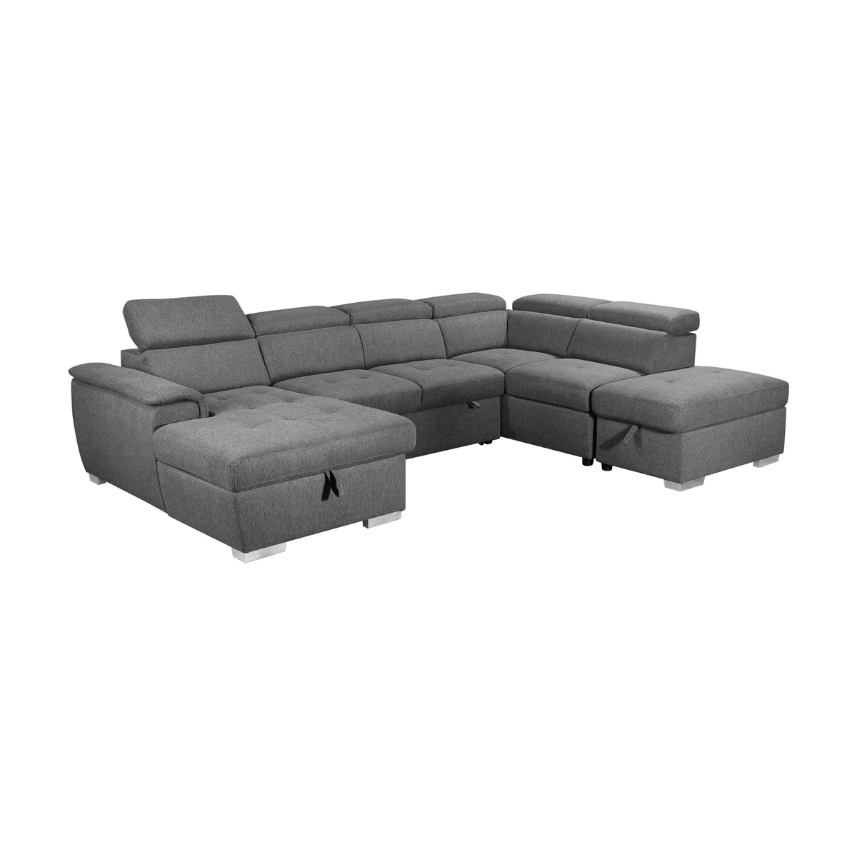 Jackie Corner Modular Sofa Bed Lounge Storage LFH Chaise RHF Ottoman Storm Grey