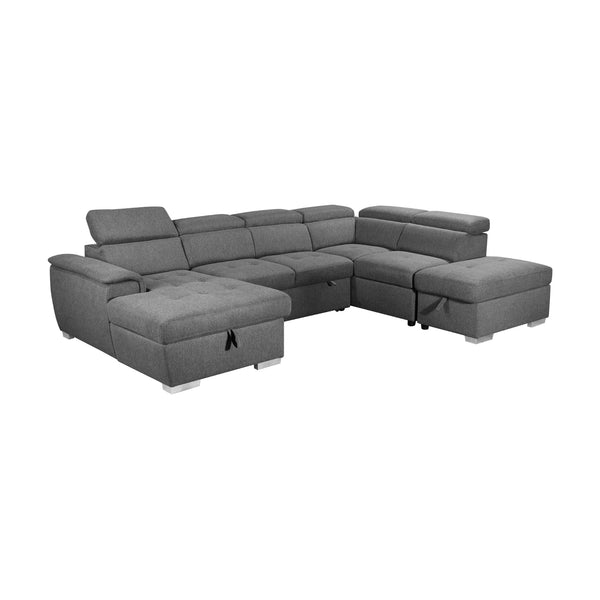 Jackie Corner Modular Sofa Bed Lounge Storage LFH Chaise RHF Ottoman Storm Grey