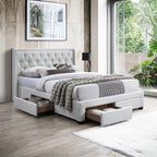 Jackson King Size Bed Frame 4 Storage Drawers Boucle Fabric Ivory Cream