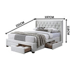 Jackson King Size Bed Frame 4 Storage Drawers Boucle Fabric Ivory Cream