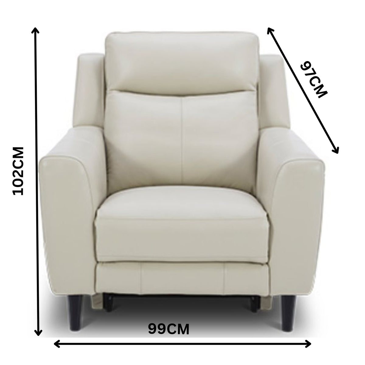 Jakob 1 Seater Leather Electric Recliner Lounge Beige