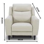 Jakob 1 Seater Leather Electric Recliner Lounge Beige
