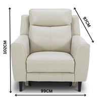 Jakob 1 Seater Leather Electric Recliner Lounge Beige