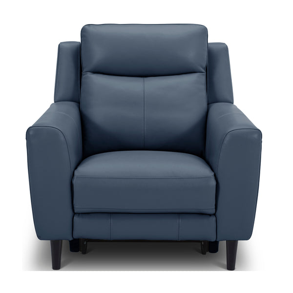 Jakob 1 Seater Leather Electric Recliner Lounge Blue