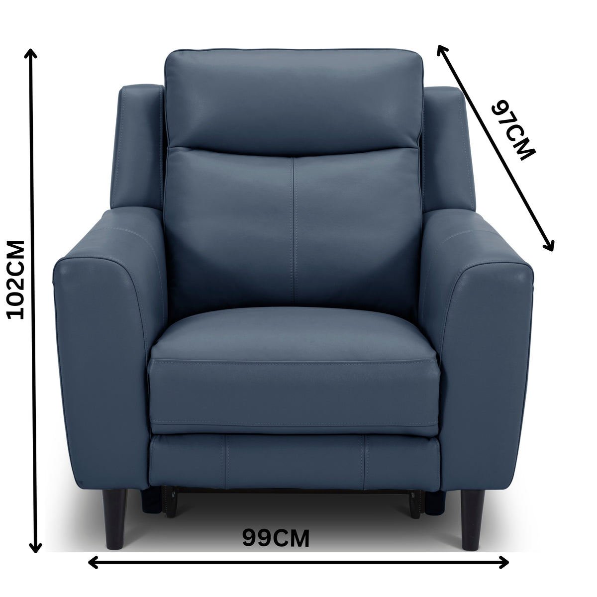 Jakob 1 Seater Leather Electric Recliner Lounge Blue
