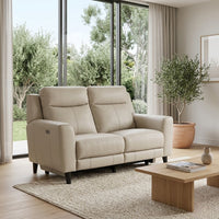 Jakob 2 Seater Leather Electric Recliner Lounge Beige
