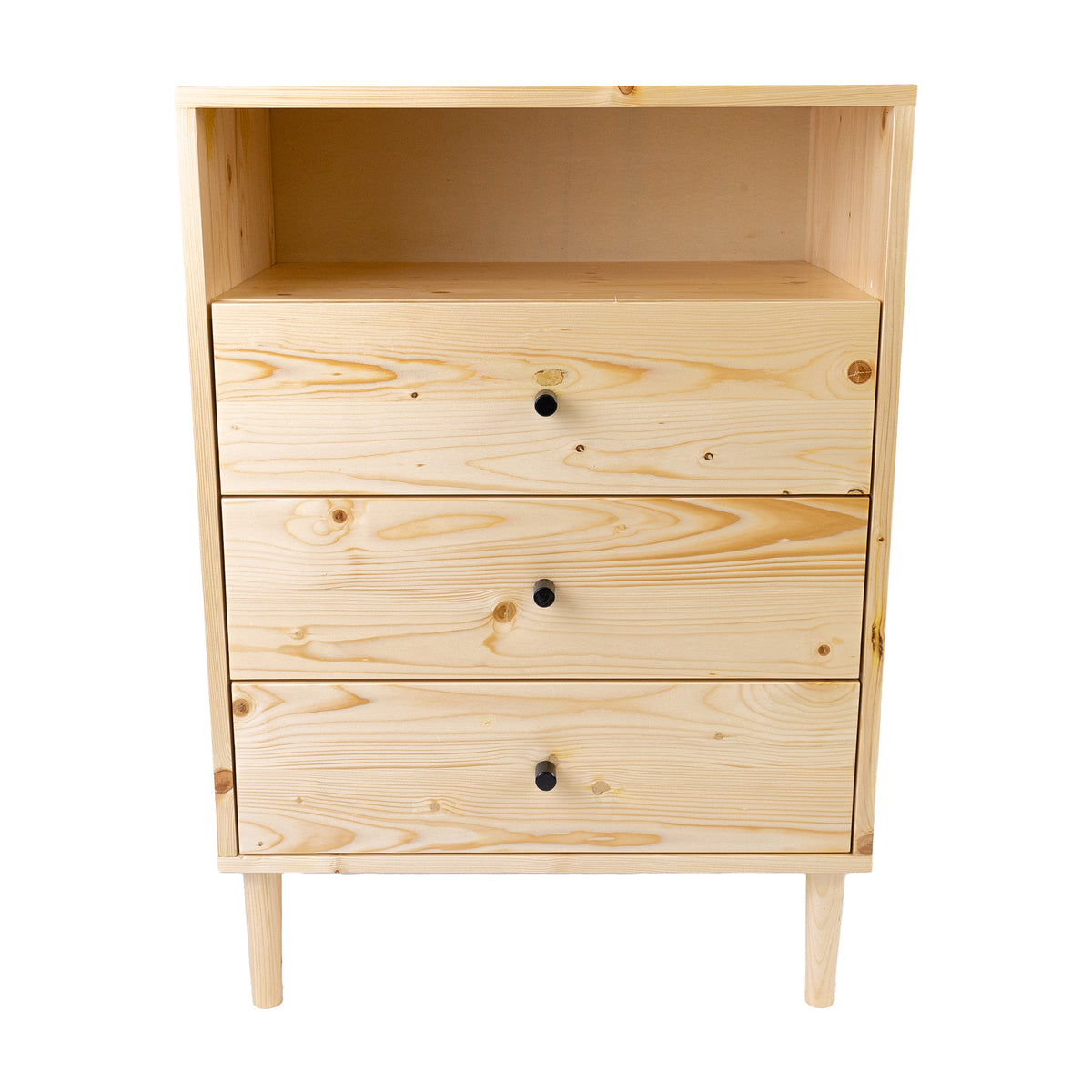 Jamie Tallboy 3 Chest of Drawers Solid Pine Wood Bed Storage Cabinet - Natural