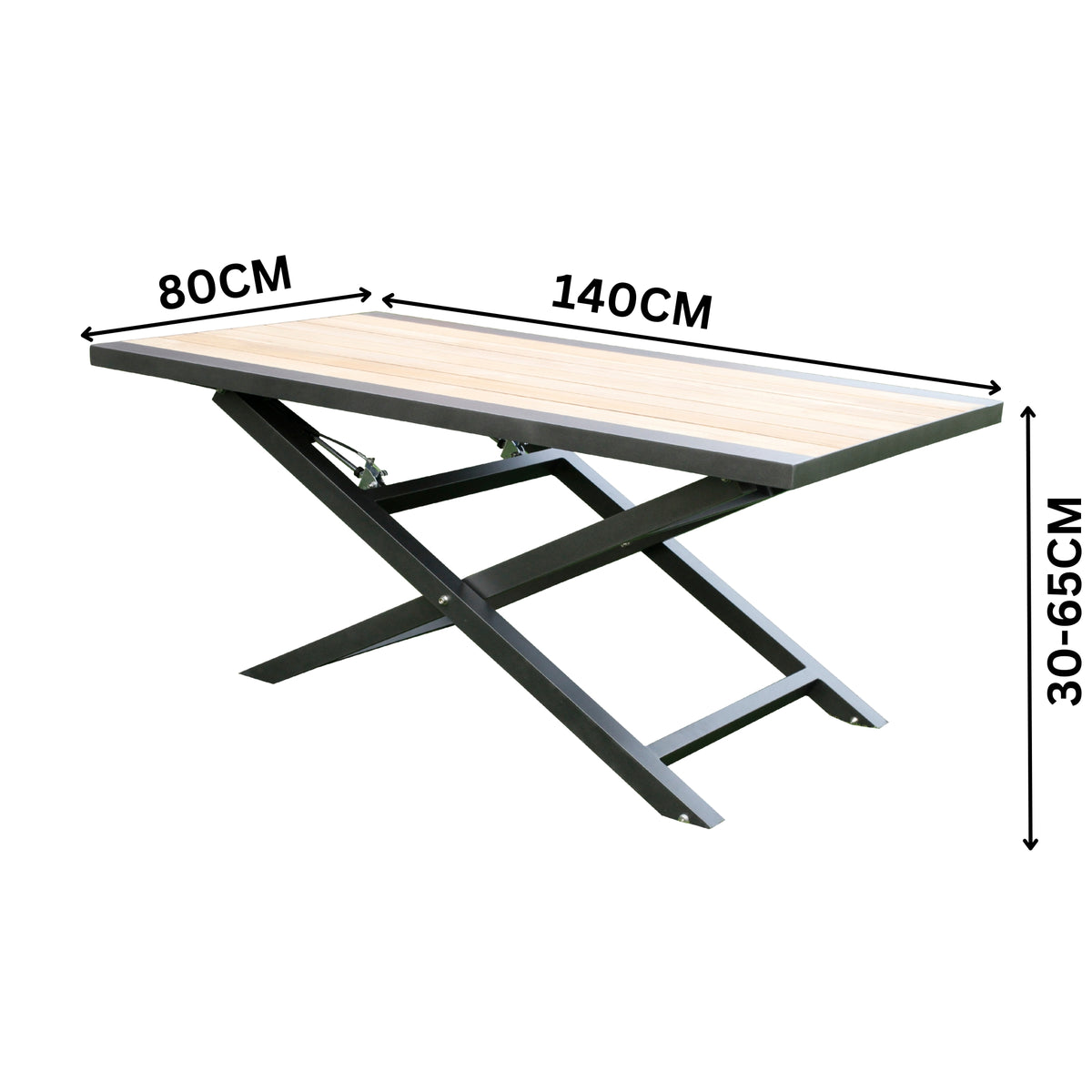 Jane 140cm Outdoor Height Adjustable Aluminum Table Charcoal