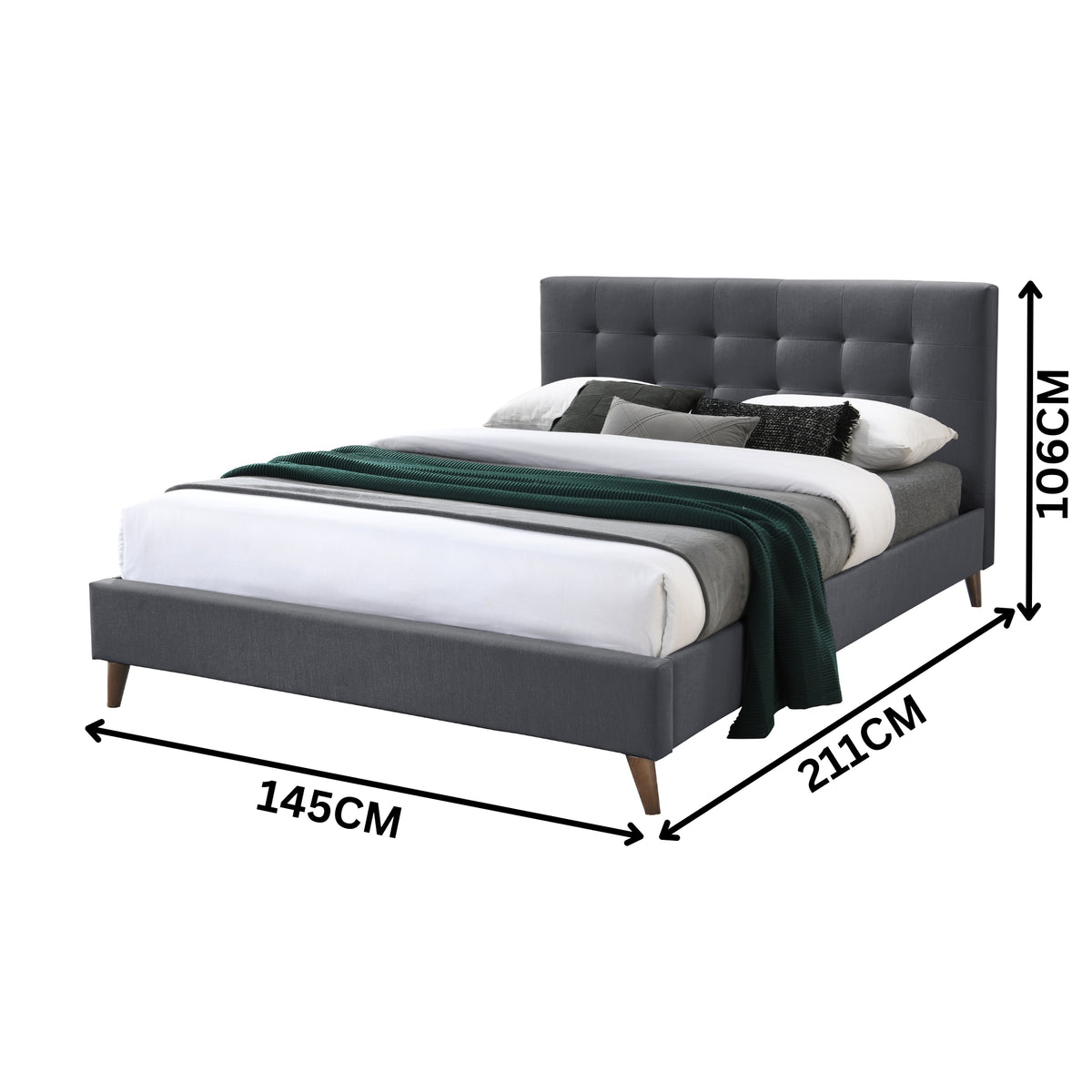 Janice Double Bed Frame Fabric Charcoal