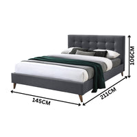 Janice Double Bed Frame Fabric Charcoal
