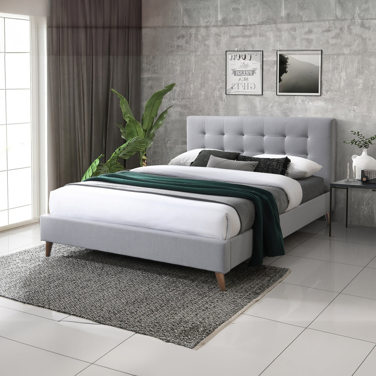 Janice Queen Bed Frame Fabric Grey