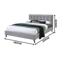 Janice Queen Bed Frame Fabric Grey