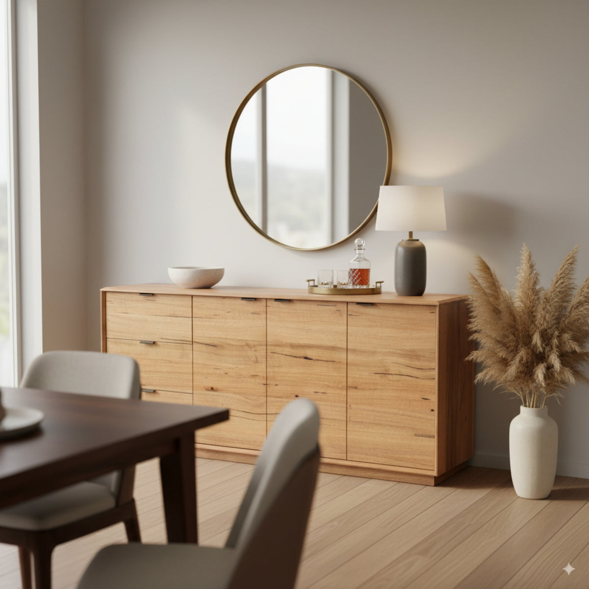 Japandi 180cm Buffet Table Natural Oak
