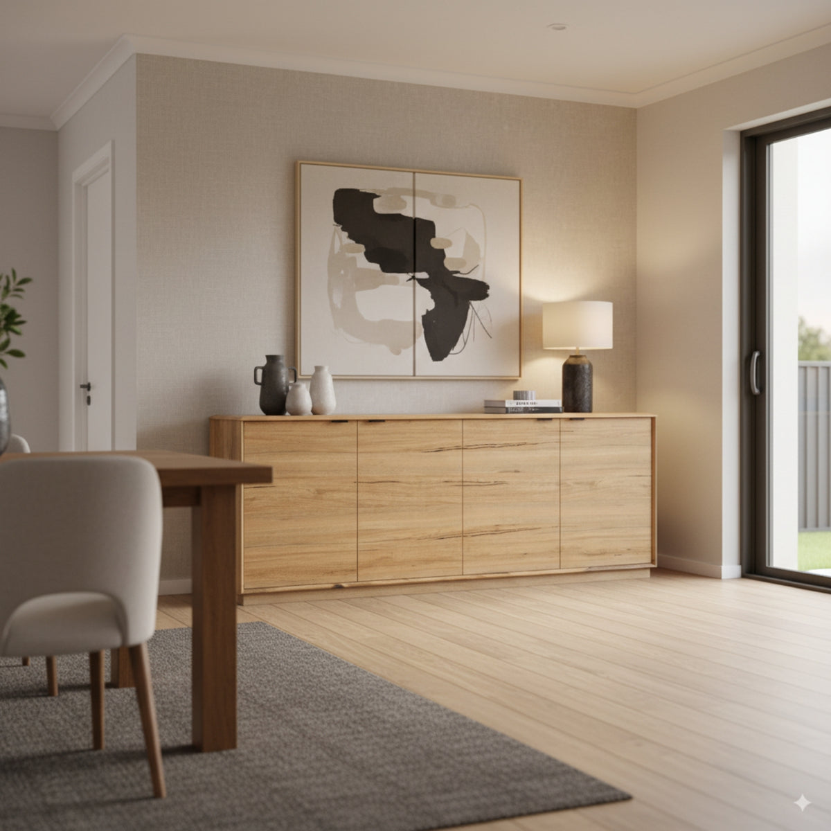 Japandi 220cm Buffet Table Natural Oak
