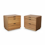 Japandi 2pc Set Bedside Table Natural Oak