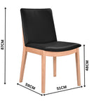 Japandi 2pc Set Leather Seat Dining Chair Black