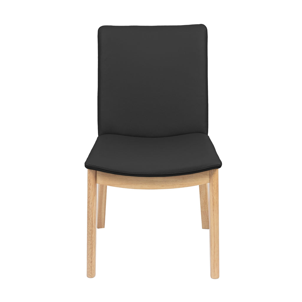 Japandi 2pc Set Leather Seat Dining Chair Black