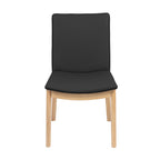 Japandi 2pc Set Leather Seat Dining Chair Black