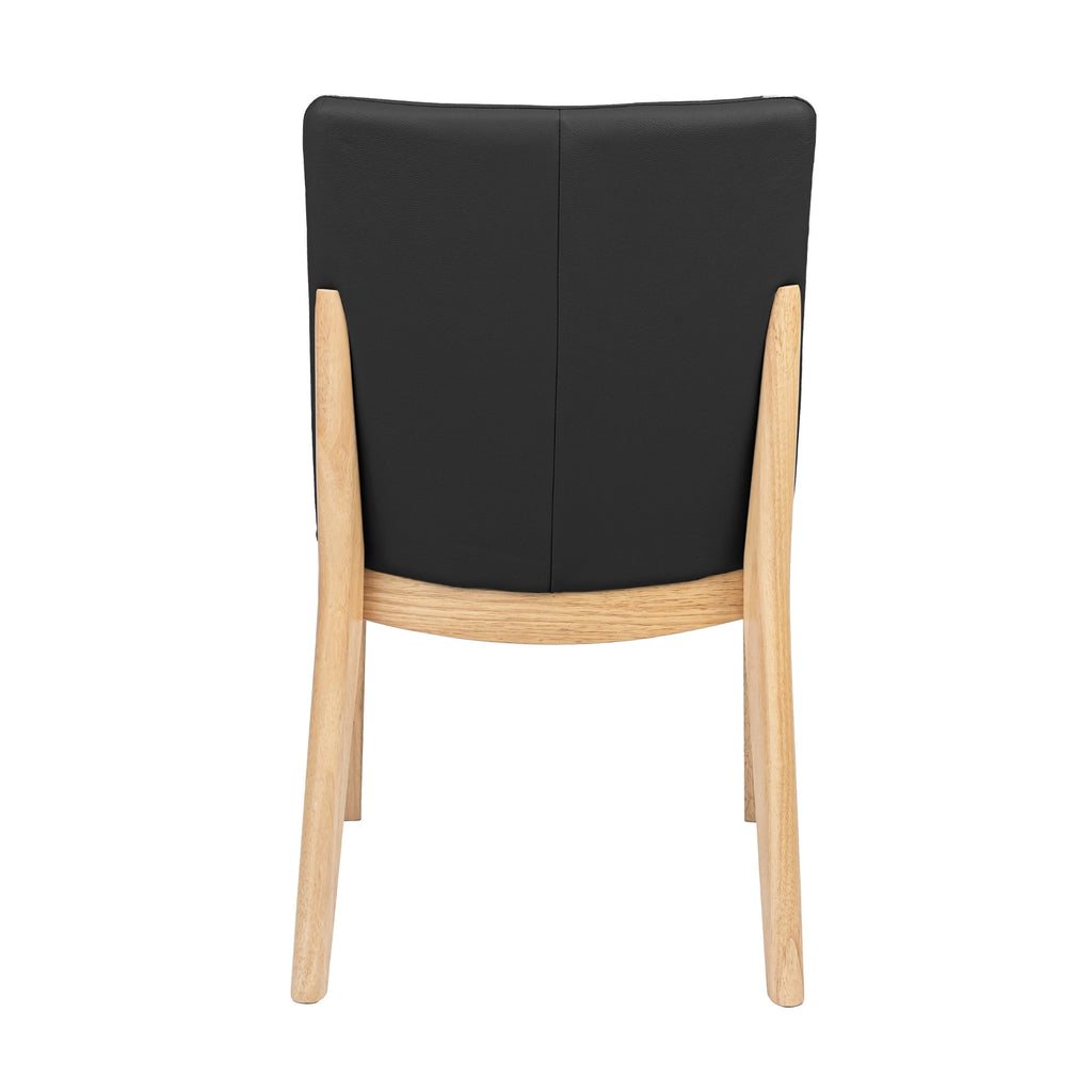 Japandi 2pc Set Leather Seat Dining Chair Black