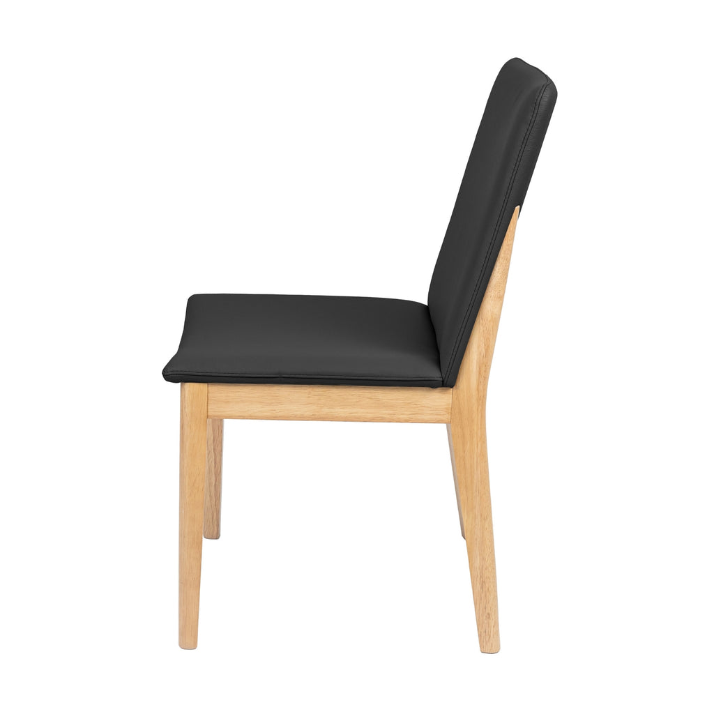 Japandi 2pc Set Leather Seat Dining Chair Black