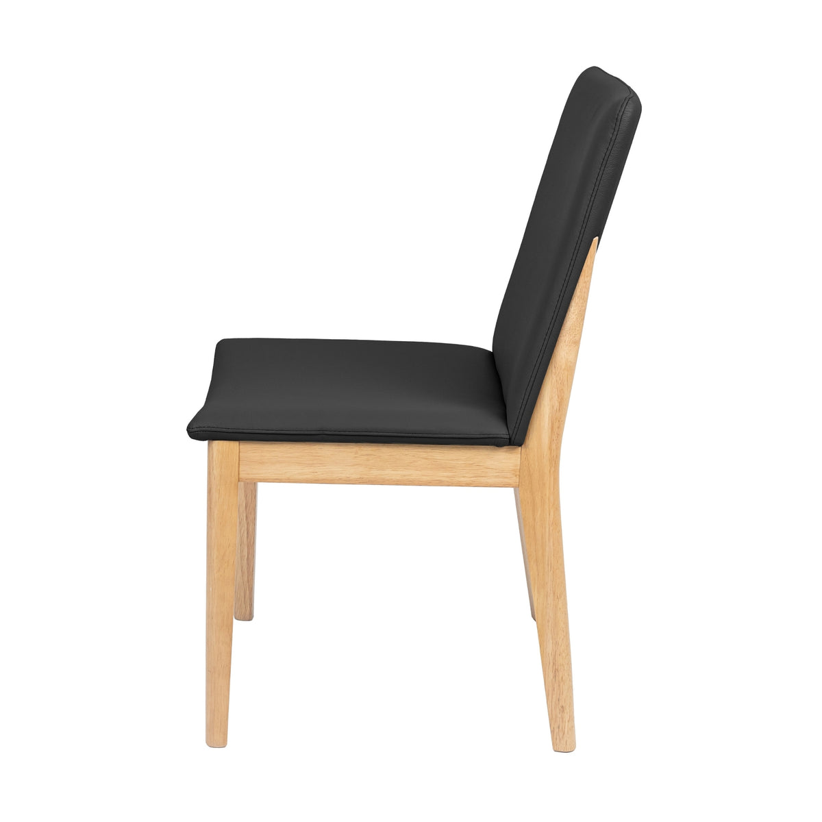 Japandi 2pc Set Leather Seat Dining Chair Black
