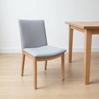 Japandi 2pc Set Leather Seat Dining Chair Pewter Grey