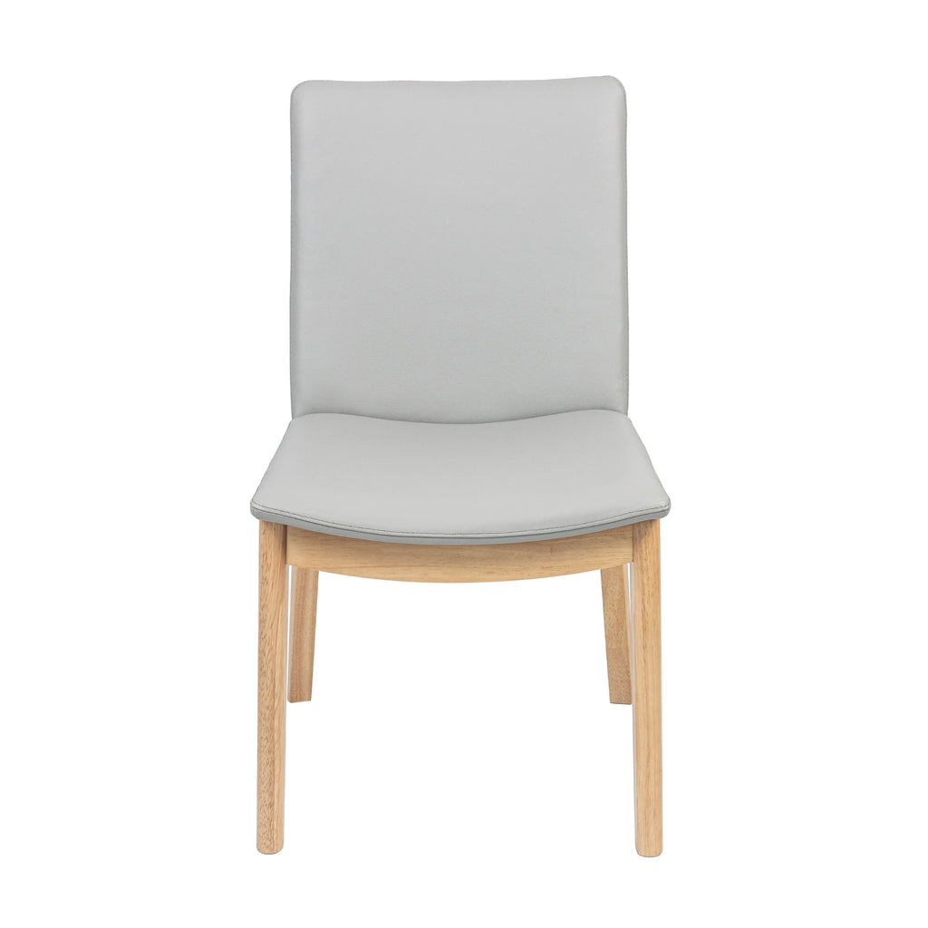 Japandi 2pc Set Leather Seat Dining Chair Pewter Grey